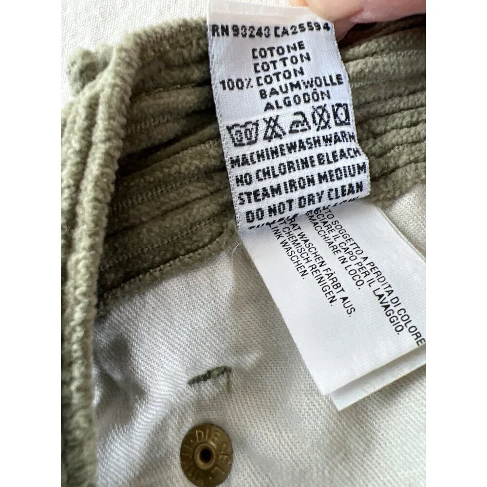 RARE 90s DIESEL New Saddle Mens Size 27W Olive Fat Cord Jean NOS with Tags Italy